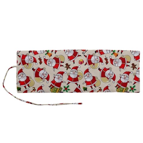 Santa Claus Patterns, Christmas Decorations Roll Up Canvas Pencil Holder (M) from ArtsNow.com