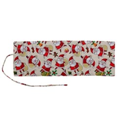 Santa Claus Patterns, Christmas Decorations Roll Up Canvas Pencil Holder (M) from ArtsNow.com