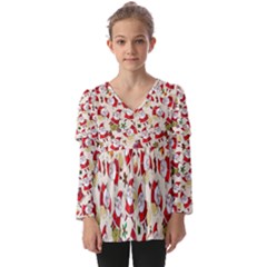 Kids  V Neck Casual Top 