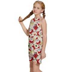 Kids  Halter Collar Waist Tie Chiffon Dress 