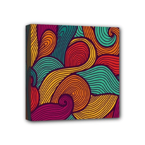 Swirly, Abstract, Multi Colored, Pattern, Mini Canvas 4  x 4  (Stretched) from ArtsNow.com