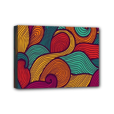 Swirly, Abstract, Multi Colored, Pattern, Mini Canvas 7  x 5  (Stretched) from ArtsNow.com