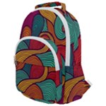 Swirly, Abstract, Multi Colored, Pattern, Rounded Multi Pocket Backpack