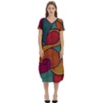 Swirly, Abstract, Multi Colored, Pattern, T-Shirt Midi Dress With Pockets