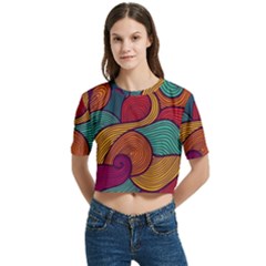 Women s Round Neck Short Sleeve Crop Top 