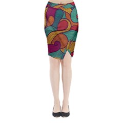 Swirly, Abstract, Multi Colored, Pattern, Midi Wrap Pencil Skirt from ArtsNow.com