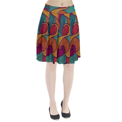 Swirly, Abstract, Multi Colored, Pattern, Pleated Skirt from ArtsNow.com