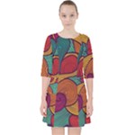 Swirly, Abstract, Multi Colored, Pattern, Quarter Sleeve Pocket Dress