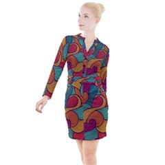 Button Long Sleeve Dress 