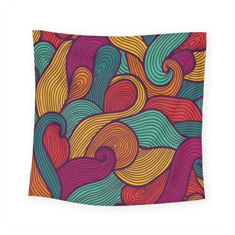 Swirly, Abstract, Multi Colored, Pattern, Square Tapestry (Small) from ArtsNow.com