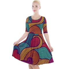 Quarter Sleeve A-Line Dress 