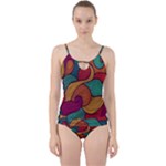 Swirly, Abstract, Multi Colored, Pattern, Cut Out Top Tankini Set