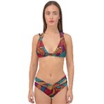 Swirly, Abstract, Multi Colored, Pattern, Double Strap Halter Bikini Set