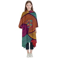 Swirly, Abstract, Multi Colored, Pattern, Kids  Hooded Rain Ponchos from ArtsNow.com