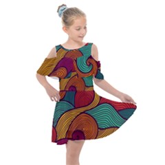 Kids  Shoulder Cutout Chiffon Dress 