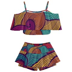 Kids  Off Shoulder Skirt Bikini 