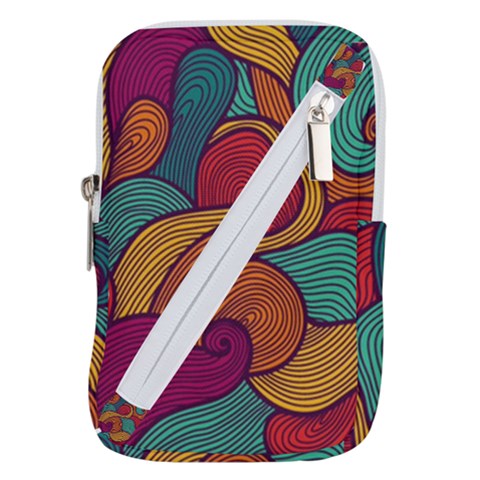 Swirly, Abstract, Multi Colored, Pattern, Belt Pouch Bag (Large) from ArtsNow.com