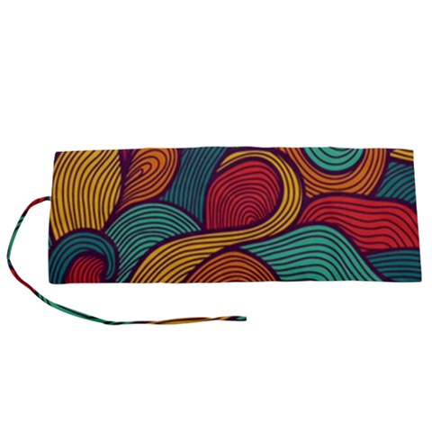 Swirly, Abstract, Multi Colored, Pattern, Roll Up Canvas Pencil Holder (S) from ArtsNow.com