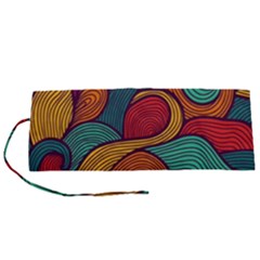 Swirly, Abstract, Multi Colored, Pattern, Roll Up Canvas Pencil Holder (S) from ArtsNow.com