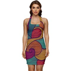 Sleeveless Wide Square Neckline Ruched Bodycon Dress 