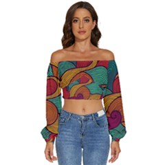 Long Sleeve Crinkled Weave Crop Top 