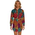 Swirly, Abstract, Multi Colored, Pattern, Womens Long Sleeve Shirt Dress