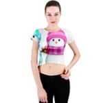 Two Snowmen, Crew Neck Crop Top