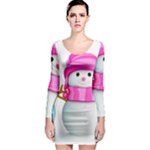 Two Snowmen, Long Sleeve Bodycon Dress