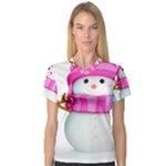 Two Snowmen, V-Neck Sport Mesh T-Shirt