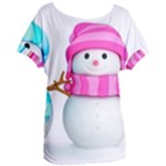 Two Snowmen, Women s Oversized T-Shirt