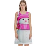 Two Snowmen, Round Neck Sleeve Casual Dress With Pockets