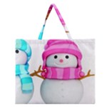 Two Snowmen, Zipper Large Tote Bag