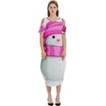 Two Snowmen, Cold Shoulder Loose Fit Dress With Pockets