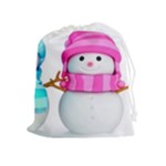 Two Snowmen, Drawstring Pouch (XL)