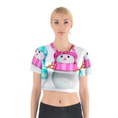 Two Snowmen, Cotton Crop Top from ArtsNow.com