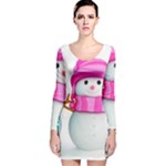 Two Snowmen, Long Sleeve Velvet Bodycon Dress