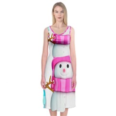 Two Snowmen, Midi Sleeveless Dress from ArtsNow.com