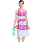 Two Snowmen, V-Neck Midi Sleeveless Dress 