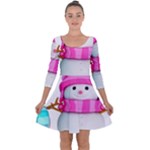 Two Snowmen, Quarter Sleeve Skater Dress