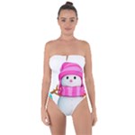 Two Snowmen, Tie Back One Piece Swimsuit