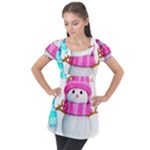 Two Snowmen, Puff Sleeve Tunic Top