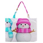 Two Snowmen, Zipper Medium Tote Bag