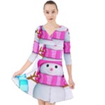 Two Snowmen, Quarter Sleeve Front Wrap Dress