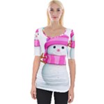 Two Snowmen, Wide Neckline T-Shirt