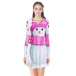 Two Snowmen, Long Sleeve V-neck Flare Dress