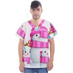 Two Snowmen, Men s V-Neck Scrub Top