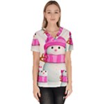 Two Snowmen, Women s V-Neck Scrub Top