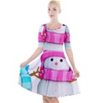 Two Snowmen, Quarter Sleeve A-Line Dress