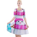 Two Snowmen, Quarter Sleeve A-Line Dress With Pockets