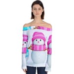 Two Snowmen, Off Shoulder Long Sleeve Top